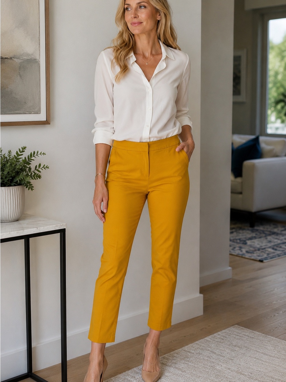 Boden Mustard Straight Ankle Pants | Women | Size 8